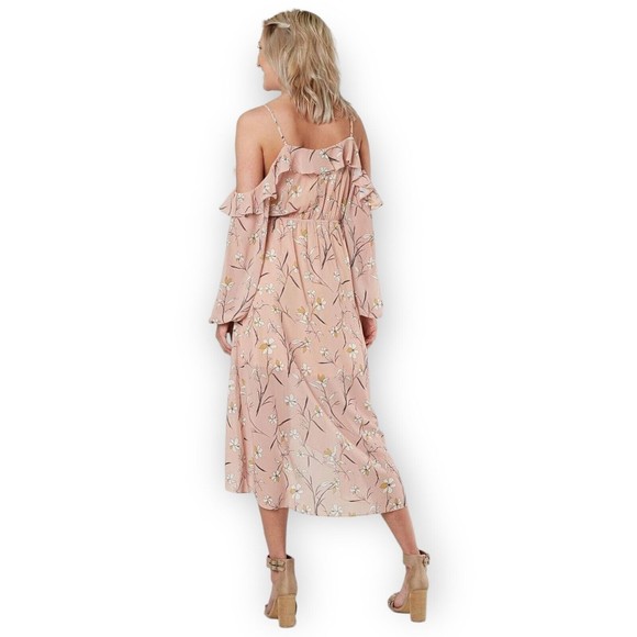 Buckle Daytrip Medium Floral Surplice Pink Maxi Dress Off The Shoulder summer - Picture 2 of 10